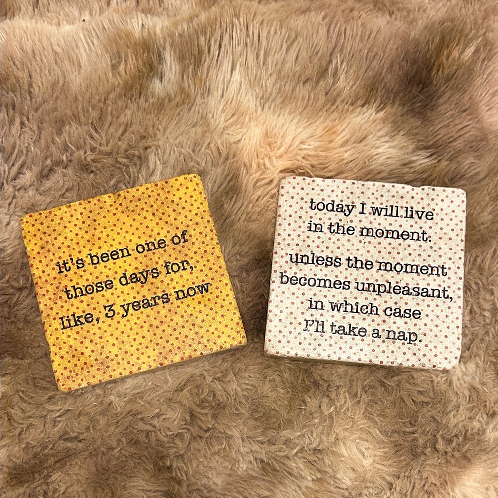 Set of Two Quirky Quote Coasters